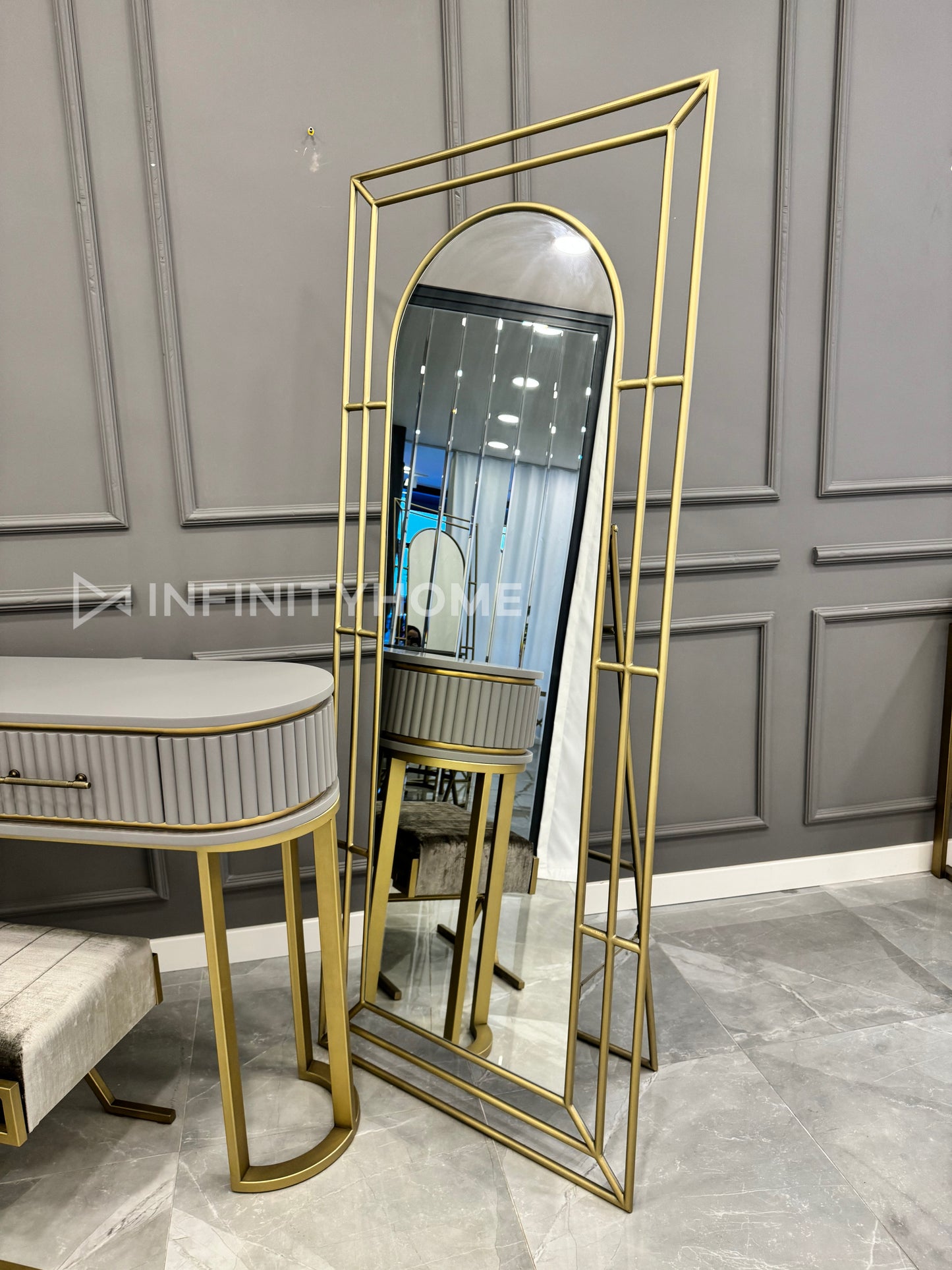 Oval Lake Çift Sıralı Dresuar - Eskitme Gold