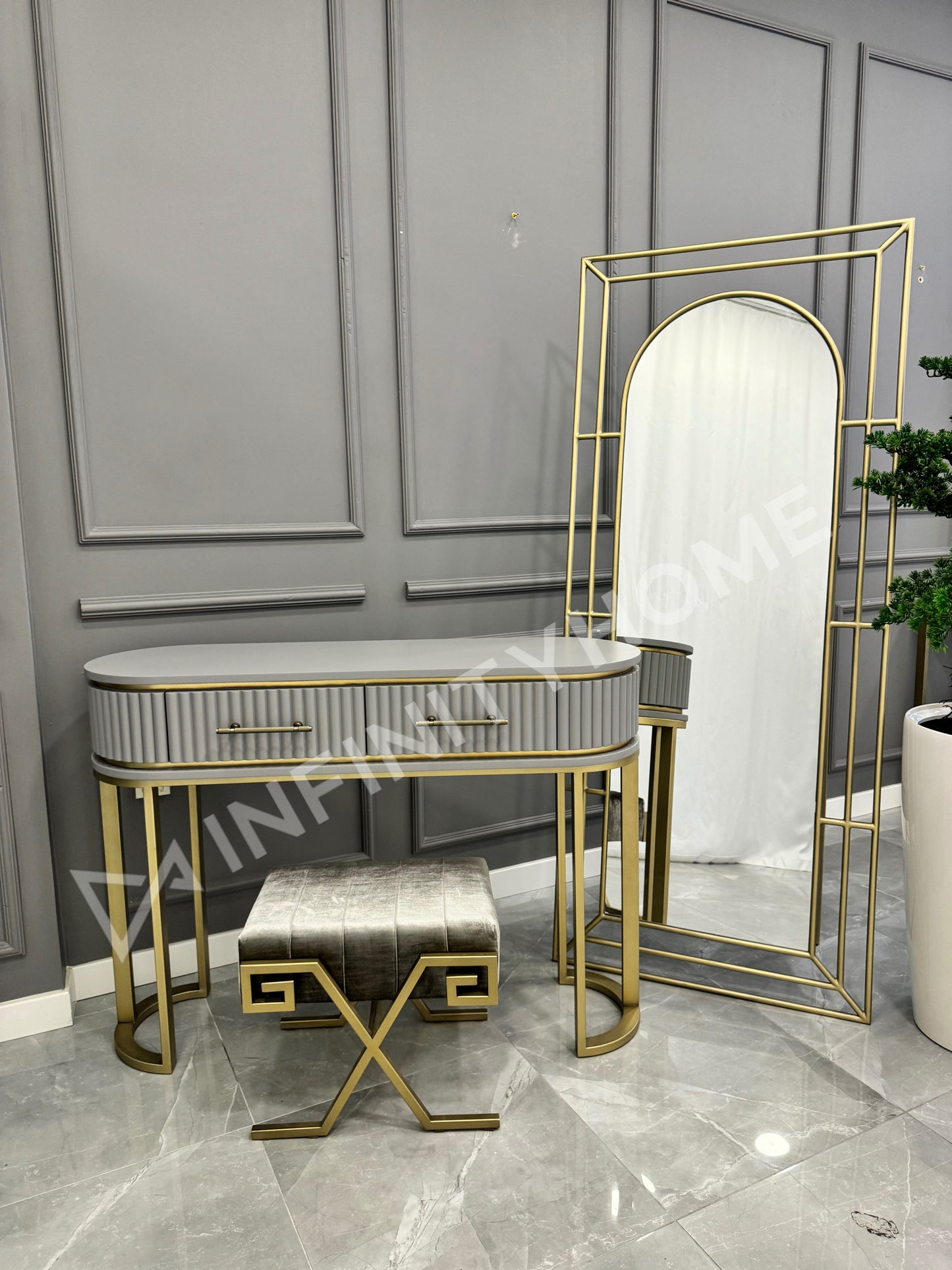Oval Lake Çift Sıralı Dresuar - Eskitme Gold