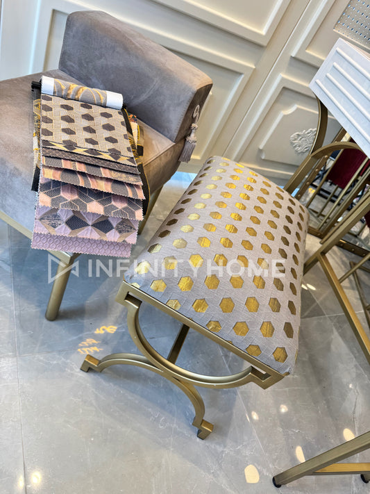 İşlemeli Puf - Eskitme Gold