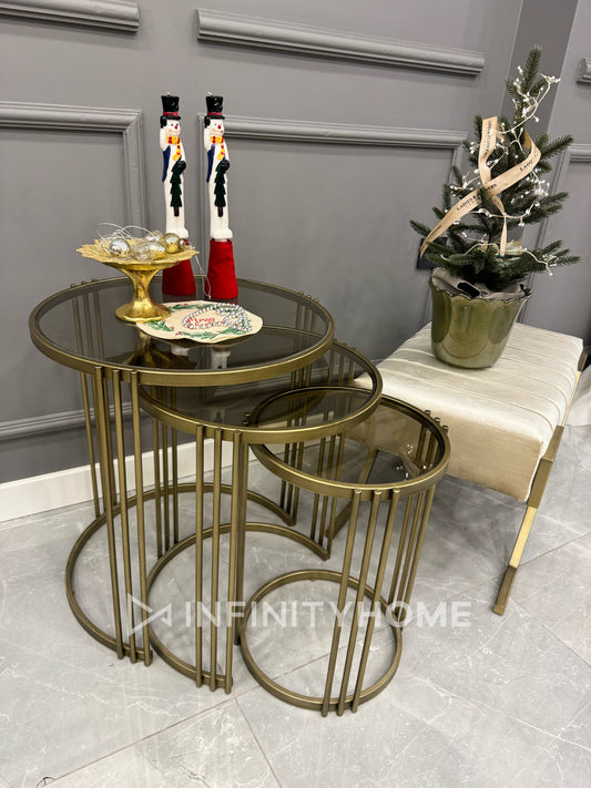 İnce Çubuklu 3lü Eskitme Gold Zigon Seti