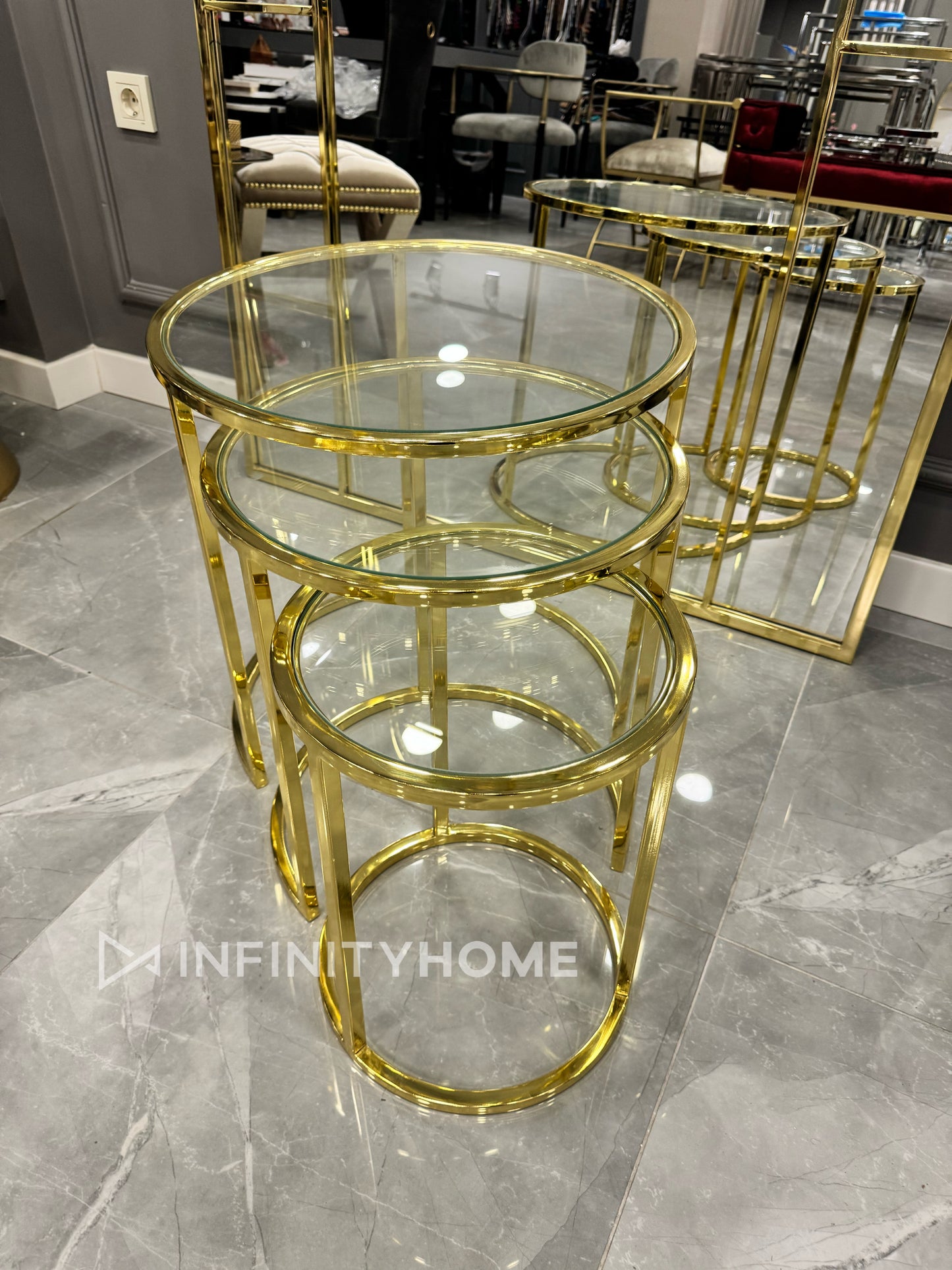 Düz Model 3lü Gold Zigon Seti